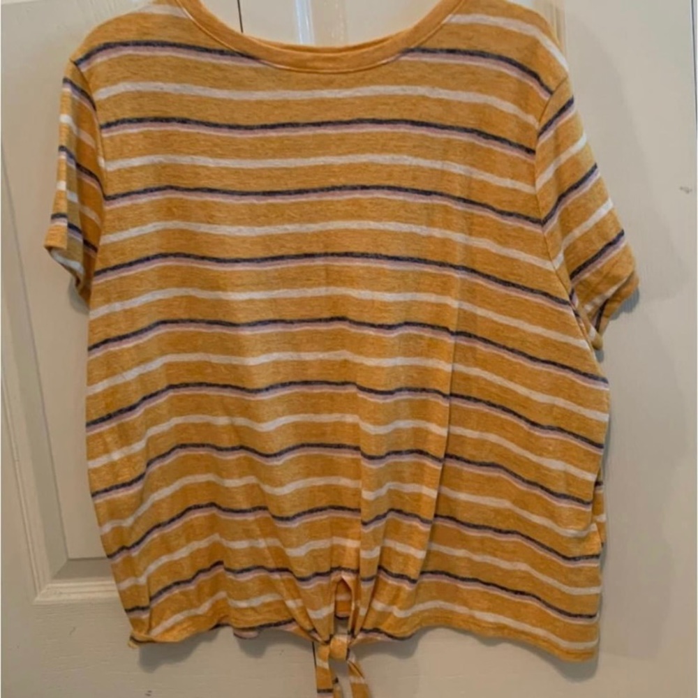Yellow Striped Shirt with knot!